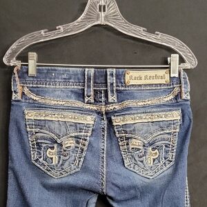 Rock Revival Women's Dark Blue Janet Jeans with Embroidered Back Pockets